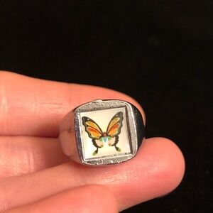 Butterfly Design Silver Tone Ring Costume Jewelry